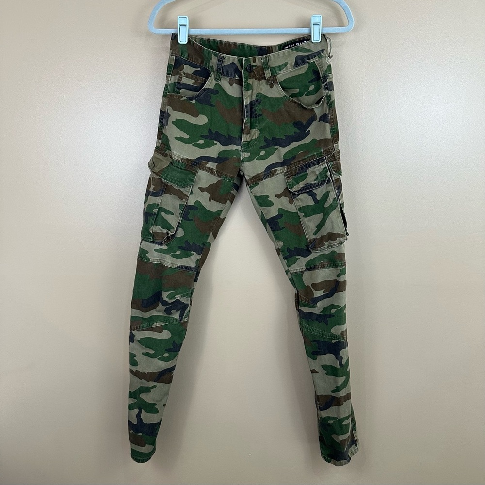 Smoke Rise Men’s Distressed Utility Camouflage Cargo Pants 28x32 Camo Grunge BDU
